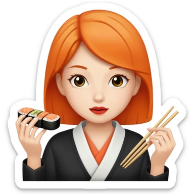 Girl eating sushi sticker