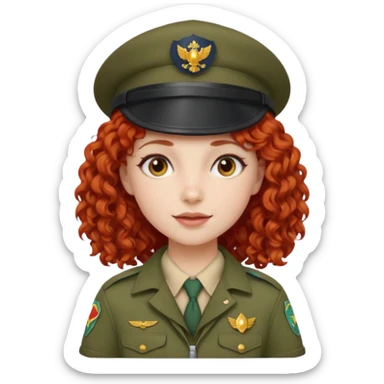 scout girl with red curly hair and uniform and hat sticker
