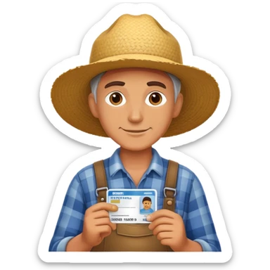farmer in id card sticker