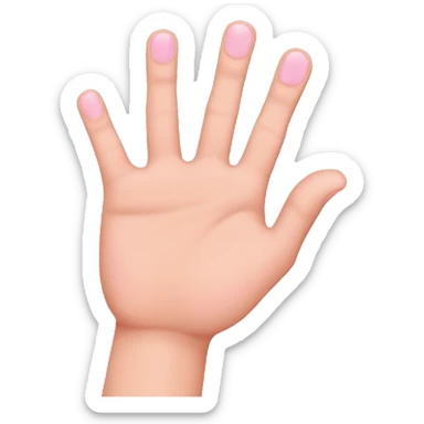 hand with index middle and ring finger extended, but not the thumb and pink sticker