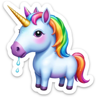 Unicorn puking rainbow  sticker