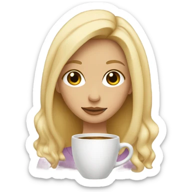 Blonde girl drinking coffee hazel eyes sticker
