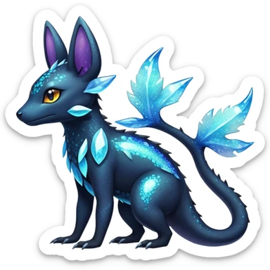 Colorful Iridescent Exotic Salandit-Aurorus-Amaura-Umbreon-Fakémon-hybrid-creature (full body)  sticker