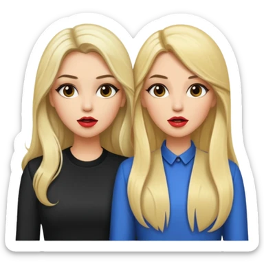 Boujy baddie best friends gossiping, one blonde, one brunette, long hair, trendy heavy makeup sticker