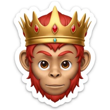 red monkey king with red crown sticker