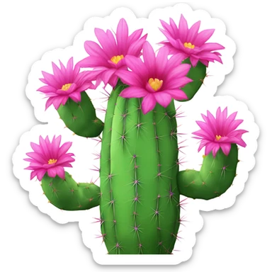 a cactus with pink flowers sticker