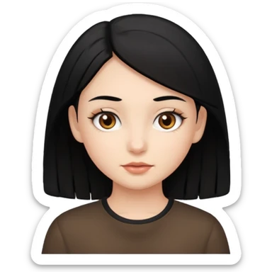 Siyah saçlı (kısa saç) kız beyaz tenli açık orta kahve gözlü kahverengi kaşlı sticker