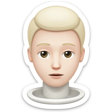 White toilet with a person's head visible in the bowl sticker