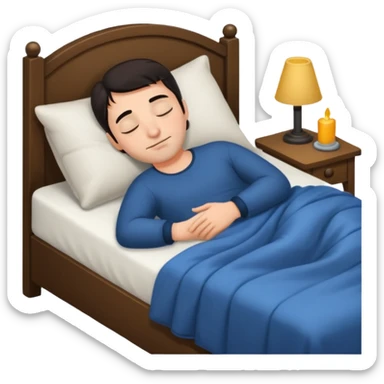 Rich man sleeping in a bed at night, dark hair, he is german very beautiful looks sticker