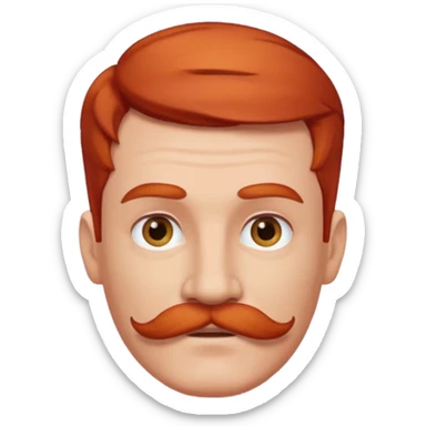 red haired guy with moustache sticker