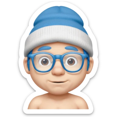 smurf with glasses white beanie no shirt sticker