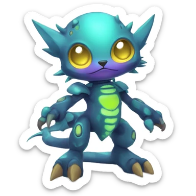 cute cool edgy colorful ethereal alien punk Digimon-Fakemon-animal full body sticker