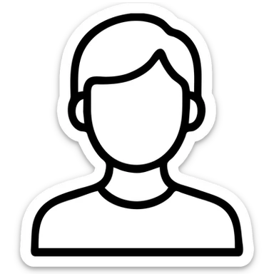 icon style illustration of a person with blue hair, simple and clear design sticker