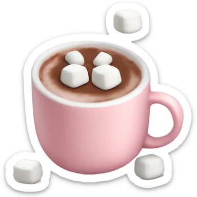 Light Pink mug of hot chocolate with marshmallows  sticker