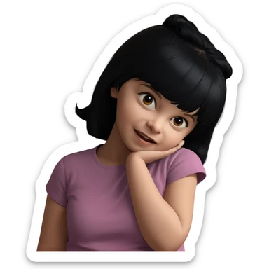 resting girl with black hair sticker