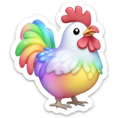 Kawaii rainbow pastel bedazzled chicken with big butt in an under the sea snow globe  sticker