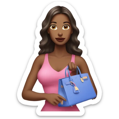 Pretty women holding pink and blue birkin bag sticker