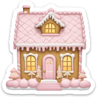 light pink and gold and white gingerbread house sticker