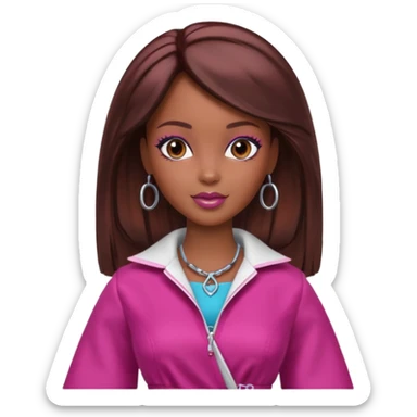 black barbie with brown hair with burgundy highlights  sticker
