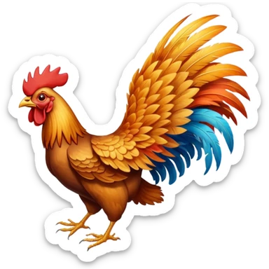 rooster flying glider sticker