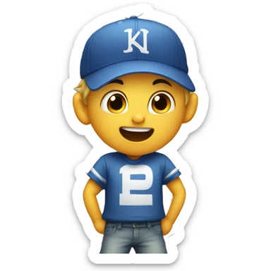 boy in baseball cap by fence while meowing  sticker