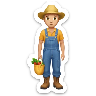 male farmer lower body with overalls and boots, emoji style sticker