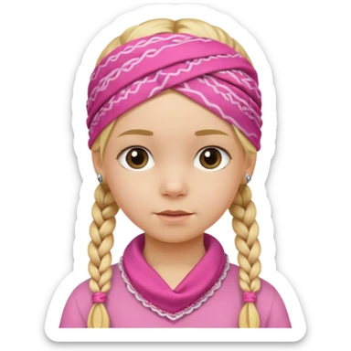 blonde girl child with braids and a pink bandana sticker