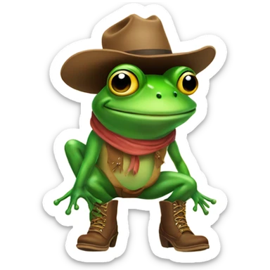 Frog in cowboy hat and boots  sticker