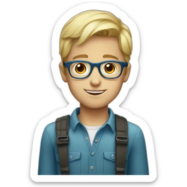 blue-eyed blonde boy with glasses sticker