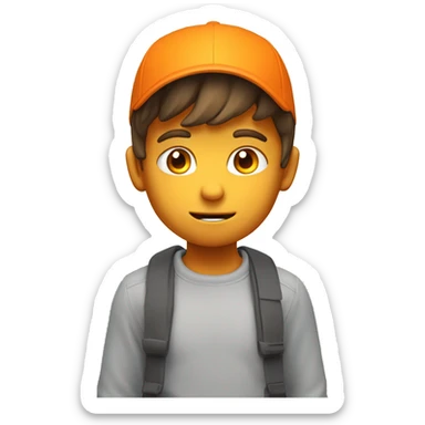 A boy think and emotional 3d image background colour orange  sticker