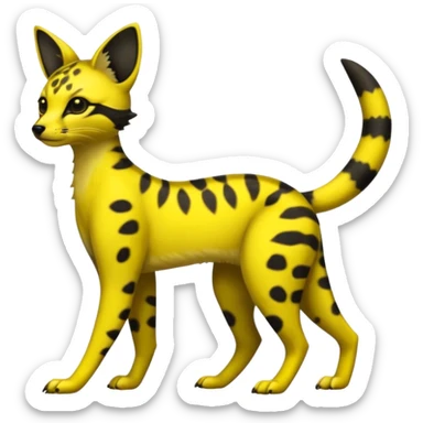 Neon yellow Umbreon-Genet-Civet-Bastet-Cheetah-Hybrid (Full body) with black markings sticker