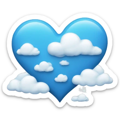 bkue heart with clouds sticker