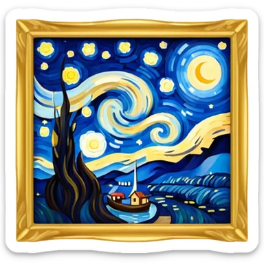 The Starry Night painting frame sticker