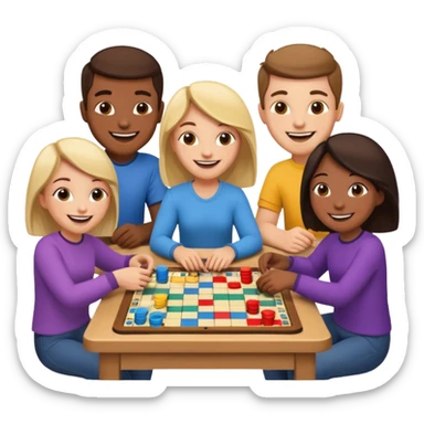 happy friends playing a boardgame together sticker