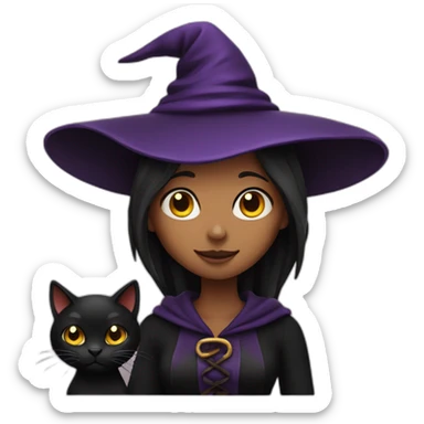 witch with black cat sticker