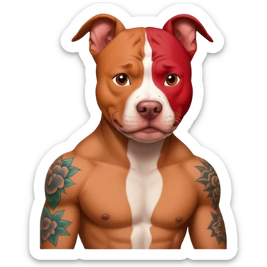 very tattoed pitbull dog with red spky hair sticker