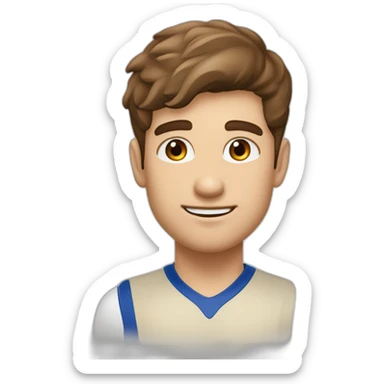 Victor couleur de peau beige tennisman cheuveux court marron yeux marrons sticker