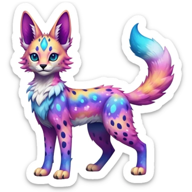 Cute Kawaii Epic Colorful Nebula Sergal-Serval-Vernid full body sticker