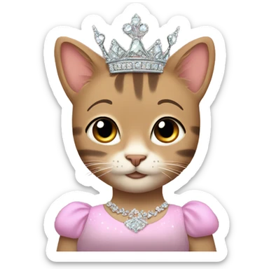 tabby with a princess tiara sticker