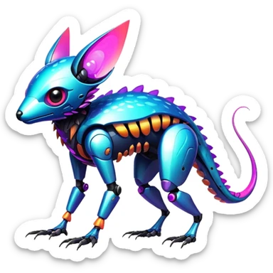  exotic shiny colorful futuristic modern cyber-Fakémon-Digimon-Trico-Vernid-creature sticker