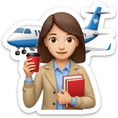Create two emoji characters.

Left: a stressed student preparing for IELTS, holding books and coffee, tired face, exam stress.

Right: a happy confident student after IELTS, traveling abroad, airplane, university, freedom, smiling.

Style: Apple emoji, clean, simple, white background. sticker