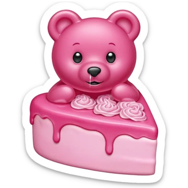 transparent pink gummy bear heart pink  cake  sticker