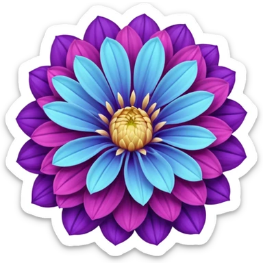 super realistic pink purple blue dahlia sticker
