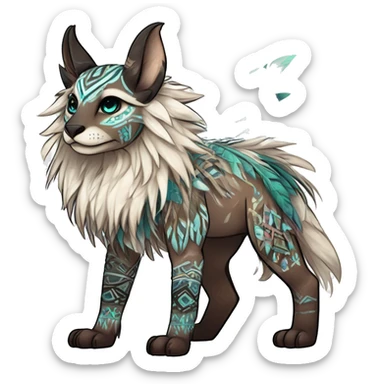 cute Kawaii edgy ethereal shy epic tribal fantasy animal fursona Fionbri creature by griffsnuff & LiLaiRa & Falvie with exotic colors with intricate patterns full body sticker