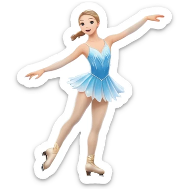 An icon showing The rink is illuminated by soft light beams, with cheering spectators in the stands. Snowflakes gently fall, adding to the magical atmosphere. a graceful figure skater performing a spin on the ice in a grand ice palace. Transparent background highlights elegance and artistry. sticker