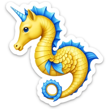 Hippocampe jaune et bleu  sticker