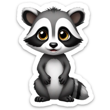 Cute raccoon-panda-lemur-hybrid full body sticker