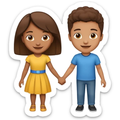 brownskin girl and lightskin boy holding hands sticker