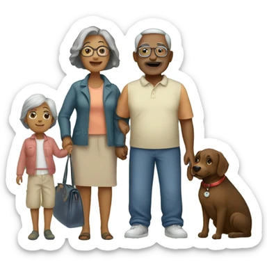 mixed family of 3 with grandchild and 2 grandparents and dog sticker