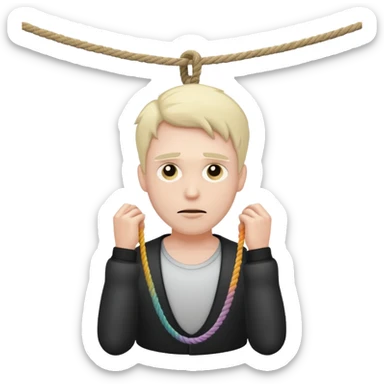 A man hanging in a rope dead sticker